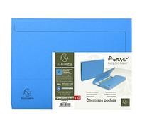 Exacompta - Ref. 46972E - Box of 100 Forever® pocket shirts with 32 mm gusset 290 g/m² - 100% recycled and Blue Angel certified shirts - dimensions 24 x 32 cm - light blue color