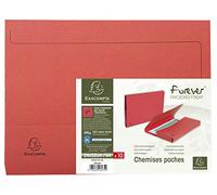 Exacompta - Ref. 46975E - Pack of 10 Forever® 32 mm gusseted pocket folders 290 g/m² - 100% recycled and Blue Angel certified folders - dimensions 24 x 32 cm for A4 format - red color