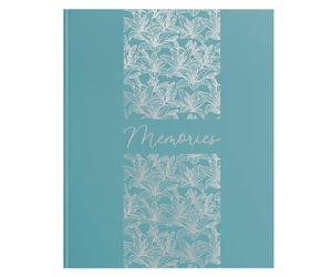 Exacompta - Ref 47091E - 1 Titanium Guest Book - Large Vertical Format 27 x 22 cm - Soft Touch Paper Cover - Memories Inscription - Silver Spine - 100 Plain White Pages - Turquoise
