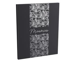 Exacompta - Ref 47093E - 1 Titanium Guest Book - Large Vertical Format 27 x 22 cm - Soft Touch Paper Cover - Memories Inscription - Silver Spine - 100 Plain White Pages - Black