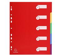 Exacompta - Ref 4805E - PP Document Dividers - Suitable for Use With A4+ Documents, Made from Polypropylene, Pre-Punched & Pre-Printed - 5 Part Dividers - Multicoloured