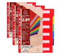 Exacompta - Ref 4806E - PP Document Dividers - Suitable for Use with A4+ Documents, Made from Polypropylene, Pre-Punched & Pre-Printed - 6 Part Dividers - Multicoloured (Pack of 3)