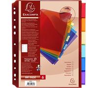 Exacompta - Ref 4834E - PP Document Dividers - Suitable for Use With A4+ Documents, Made from Polypropylene, Pre-Punched & Pre-Printed - 6 Part Dividers - Multicoloured
