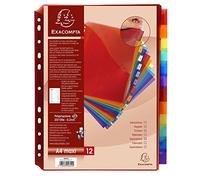 Exacompta Blank Dividers A4+ Assorted 12 Part PP (Polypropylene) 11 Holes 4844E