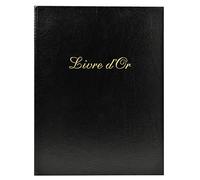 Exacompta - Ref. 4981E - 1 imitation leather guest book - Vertical format: 27 x 22 cm - Gold edge with title in gold letters - 100 plain white pages - Colour: Black
