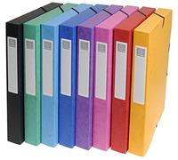 Exacompta - Ref 50300E - Elasticated Filing Archive Box - 270 x 340mm in Size, 25mm Spine, 600gsm Premium Pressboard, Elastic Closure - Assorted Colours (Pack of 8)