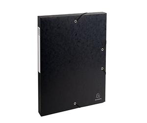 Exacompta - Ref. 50301E - 8 Exabox filing boxes with rubber bands - in 600g/m2 glossy card - Spine 2.5 cm - dimensions 25 x 33 cm - for A4 documents - black color - delivered assembled