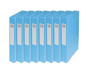Exacompta - Ref. 50406E - 8 Exabox filing boxes with rubber bands - in 600g/m2 glossy card - Spine 4 cm - dimensions 25 x 33 cm - for A4 documents - turquoise color - delivered assembled