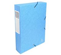 Exacompta - Ref. 50606E - 8 Exabox filing boxes with rubber bands - in 600g/m2 glossy card - Spine 6 cm - dimensions 25 x 33 cm - for A4 documents - turquoise color - delivered assembled