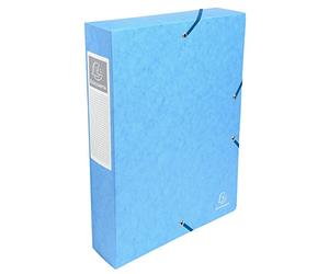 Exacompta - Ref. 50606E - 8 Exabox filing boxes with rubber bands - in 600g/m2 glossy card - Spine 6 cm - dimensions 25 x 33 cm - for A4 documents - turquoise color - delivered assembled
