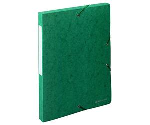Exacompta - Ref. 50703E - 10 Scotten filing boxes with rubber bands - in 600g/m2 embossed glossy card - spine 2.5 cm - dimensions 25 x 33 cm - for A4 documents - green color - delivered assembled