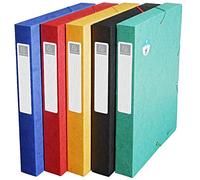 Exacompta - Ref 50810E - Scotten Elasticated Filing Box - 240 x 320mm in Size, Suitable for A4 Documents, 600gsm Premium Pressboard, 40mm Spine - Assorted Colours (Pack of 10)