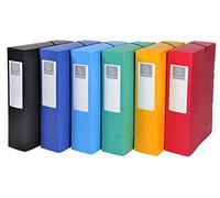 Exacompta - Ref 50830E - Pressboard Filing Box - 250 x 330mm in Size, Suitable for Holding A4 Documents, 8cm Spine, 600gsm Genuine Pressboard, Spine Label - Assorted Colours (Pack of 6)