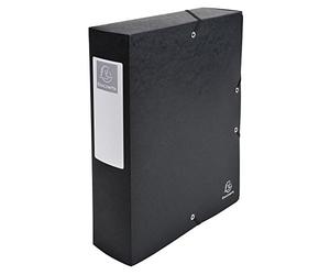 Exacompta - Ref 50831E - Pressboard Filing Box - 250 x 330mm in Size, Suitable for Holding A4 Documents, 8cm Spine, 600gsm Genuine Pressboard, Spine Label - Black
