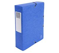 Exacompta - Ref 50832E - Pressboard Filing Box - 250 x 330mm in Size, Suitable for Holding A4 Documents, 8cm Spine, 600gsm Genuine Pressboard, Spine Label - Blue