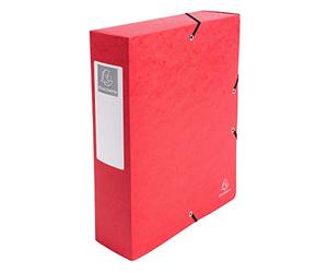 Exacompta - Ref 50835E - Pressboard Filing Box - 250 x 330mm in Size, Suitable for Holding A4 Documents, 8cm Spine, 600gsm Genuine Pressboard, Spine Label - Red