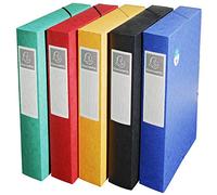 Exacompta - Ref 50910E - Scotten Elasticated Filing Box - 240 x 320mm in Size, Suitable for A4 Documents, 600gsm Premium Pressboard, 60mm Spine - Assorted Colours (Pack of 10)
