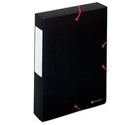 Exacompta - Ref. 50911E - 10 Scotten filing boxes with rubber bands - in 600g/m2 embossed glossy card - spine 6 cm - dimensions 25 x 33 cm - for A4 documents - black color - delivered assembled
