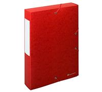 Exacompta - Ref. 50915E - 10 Scotten filing boxes with rubber bands - in 600g/m2 embossed glossy card - spine 6 cm - dimensions 25 x 33 cm - for A4 documents - red color - delivered assembled