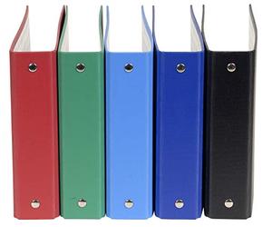 Exacompta - Ref. 51050E - Rigid PP binder for index cards - 2 round rings, diameter 25 mm - Spine 40 mm - External dimensions: 14 x 18 cm - 5 random colors