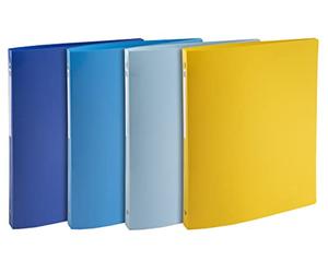 Exacompta - Ref. 51110E - Set of 4 Bee Blue flexible binders - 4 round rings 15 mm diameter - 20 mm spine - external dimensions 32 x 25 cm - A4 file format - assorted colors