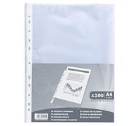 Exacompta - Ref 5111E - PP Punched Pockets (Pack of 100) - Suitable for A4 Documents, 0.04mm Grained Effect Polypropylene, Pre-Punched Spine for Use in Folders - Clear
