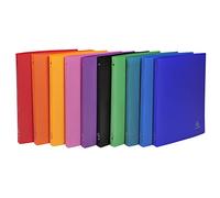 Exacompta - ref. 511999E - Box of 10 flexible OPAK binders - 4 round rings, diameter 15 mm - Spine 20 mm - External dimensions: 32 x 25 cm - A4 file format - 10 assorted colors