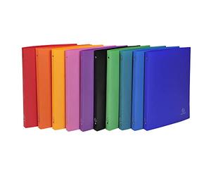 Exacompta - ref. 511999E - Box of 10 flexible OPAK binders - 4 round rings, diameter 15 mm - Spine 20 mm - External dimensions: 32 x 25 cm - A4 file format - 10 assorted colors