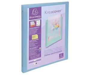 Exacompta - Ref. 51279E - 1 flexible binder - in polypropylene - Kreacover pastel - 4 round rings diam 15mm - dimensions 320x250 mm - for A4 format - random color