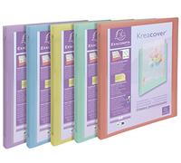 Exacompta - Ref. 51279E - 1 Set of 5 Kreacover Pastel Flexible Binders in Translucent Polypropylene - 4 Round Rings Diam 15 mm - External Size 32 x 25 cm