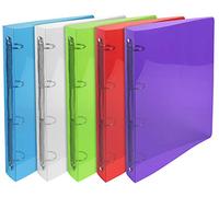 Exacompta - Ref 51298E - PP Crystal Semi-Rigid Binder - 32 x 26.8cm in Size, Suitable for Storing A4 Doucments, Transparent Polypropylene, 4 Rings, 40mm Spine - Assorted Colours (Pack 20)