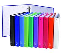 Exacompta - Ref. 51330E - Box of 20 rigid polypropylene binders - 4 round rings diam 30mm - spine 40 mm - outer dim 32 x 26 cm - A4 file format - 10 assorted colors