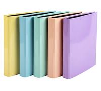 Exacompta - Ref 51560E - Aquarel Collection - Plastic Coated Ring Binder - Suitable for A4 Documents, 4 Rings, 40mm Spine, Black Interior - Assorted Colours (Pack of 10)