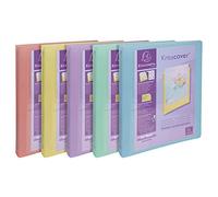 Exacompta - Ref. 51779E - 1 Set of 5 Kreacover Pastel Semi-Rigid Binders in Translucent Polypropylene - 4 Rings Diam 30 mm - Outer Size 32 x 26.8 cm