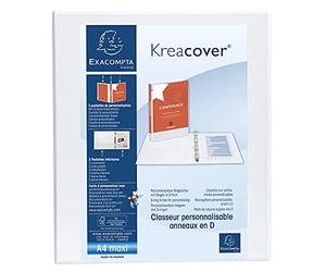 Exacompta - Ref 51840E - Kreacover Collection - PP Ring Binder - Suitable for A4+ Documents, 4 D-Rings, Made from Polypropylene, 38mm Spine - White Cover