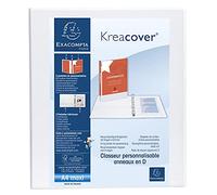 Exacompta - ref. 51841E - Customizable rigid opaque binder with 3 pockets - 4 D-rings of 20 mm - Spine 38 mm - External dimensions: 32 x 27.3 cm - Format to file A4 Maxi - Colour: white
