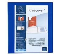 Exacompta - ref. 51843BE - 1 customizable rigid opaque binder with 3 pockets - 4 D-rings of 40 mm - Spine 64 mm - External dimensions: 32 x 28.5 cm - Format to file A4 Maxi - Colour: blue