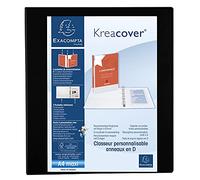 Exacompta - ref. 51843NE - 1 Customizable rigid opaque binder with 3 pockets - 4 D-rings of 40 mm - Spine 64 mm - External dimensions: 32 x 28.5 cm - Format to file A4 Maxi - Colour: black