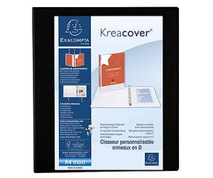 Exacompta - ref. 51843NE - 1 Customizable rigid opaque binder with 3 pockets - 4 D-rings of 40 mm - Spine 64 mm - External dimensions: 32 x 28.5 cm - Format to file A4 Maxi - Colour: black
