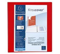 Exacompta - ref. 51843RE - 1 customizable rigid opaque binder with 3 pockets - 4 D-rings of 40 mm - Spine 64 mm - External dimensions: 32 x 28.5 cm - Format to be filed A4 Maxi - Colour: red