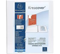 Exacompta - ref. 51844E - 1 customizable rigid opaque binder with 3 pockets - 4 D-rings of 50 mm - Spine 75 mm - External dimensions: 32 x 29.5 cm - Format to be filed A4 Maxi - Colour: white