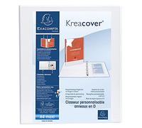 Exacompta - ref. 51846E - 1 customizable rigid opaque binder with 3 pockets - 4 D-rings of 25 mm - Spine 47 mm - External dimensions: 32 x 27.7 cm - Format to be filed A4 Maxi - Colour: white