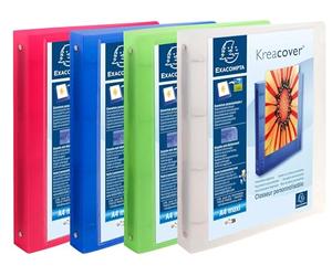 Exacompta - Ref 51869E- Kreacover Collection - Chromaline PP Rigid Cover Ring Binder - Suitable for A4+ Documents, 4 Rings, 40mm Spine - Assorted Colours (Pack of 12)