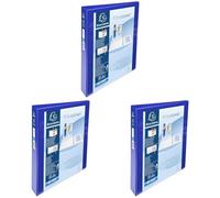 Exacompta - ref. 51942BE - 1 Customizable Rigid Opaque Binder with 2 Pockets - 4 D-Rings of 30 mm - Spine 47 mm - External Dimensions: 32 x 27.7 cm - Format to File A4 Maxi - Colour: Blue (Pack of 3)