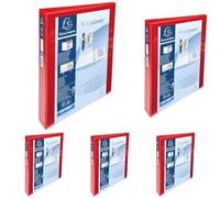 Exacompta - ref. 51942RE - 1 Customizable Rigid Opaque Binder with 2 Pockets - 4 D-Rings of 30 mm - Spine 47 mm - External Dimensions: 32 x 27.7 cm - A4 Maxi File Format - Colour: red (Pack of 5)