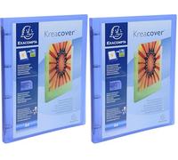 Exacompta - ref. 51962E - 1 Customizable Flexible PP Binder 1 Pocket - 4 Round Rings, 15 mm Diameter - External Dimensions: 32 x 25 cm - A4 File Format - Colour: Blue (Pack of 2)