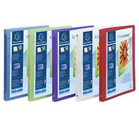 Exacompta - ref. 519699E - Box of 5 customizable flexible PP binders 1 pocket - 4 round rings, 15mm diameter - External dimensions: 32 x 25 cm - A4 file format - 5 assorted colors