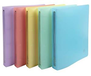Exacompta - Ref. 51970E - Set of 5 semi-rigid PP Chromaline binders - 4 round rings diameter 30 mm - Spine 40 mm - External dimensions: 32x25 cm - A4 file format - 5 assorted colors