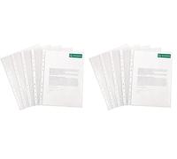 Exacompta - Ref 5211E - PP Punched Pockets (Pack of 100) - Suitable for A4 Documents, 0.04mm Grained Effect Polypropylene, Pre-Punched Spine for Use in Folders - Clear