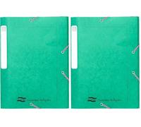 Exacompta - Ref 5263Z - Europa - Elasticated Filing Box, A4, 25mm Spine, Holds A4 Documents, Flat-Packed for Storage, Easy Assembly, Secure Elastic Straps, Spine Label - Green (Pack of 2)